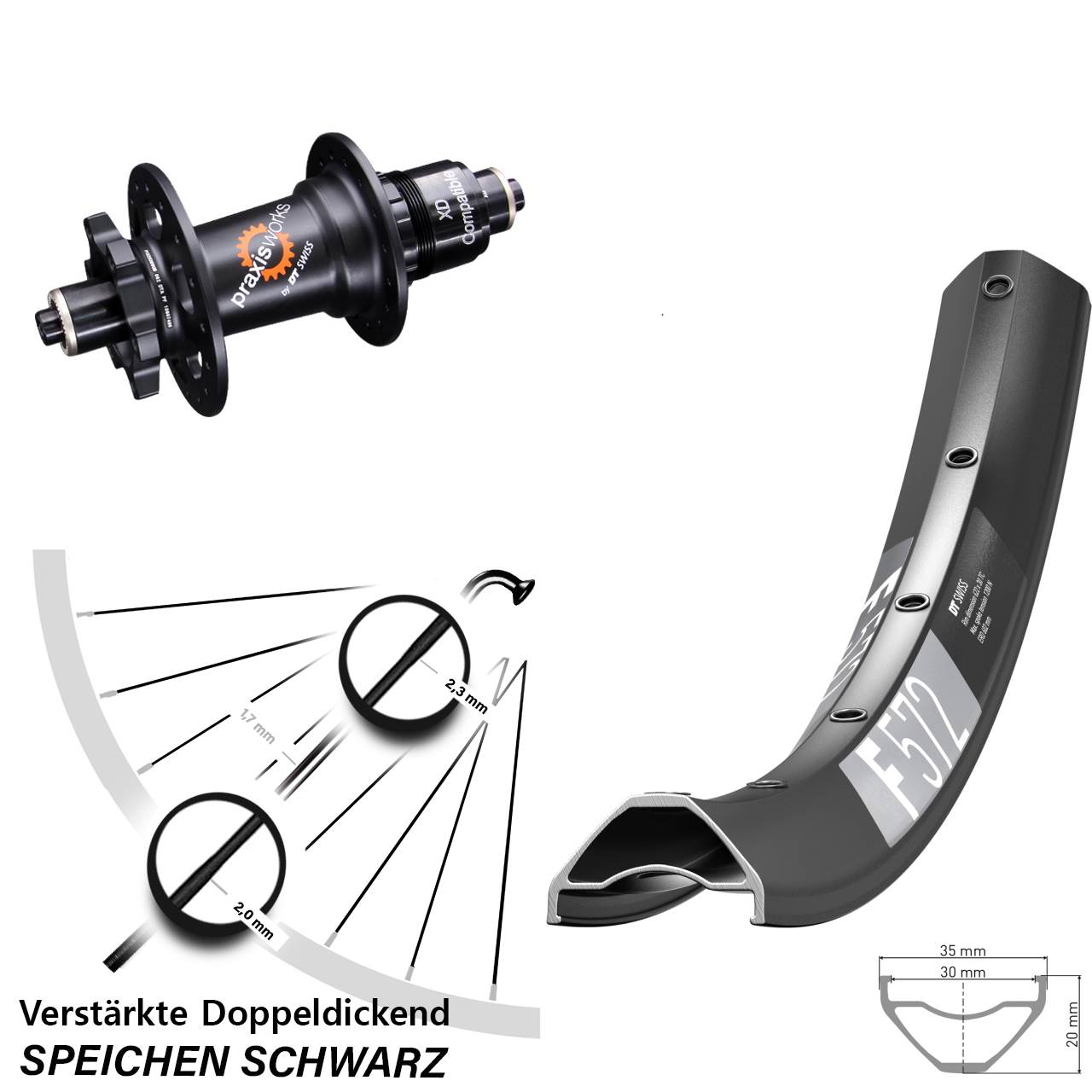 6-Loch Hinterrad 29 Zoll DT Swiss F 572 DT Swiss 350 XD 11-12 fach QR