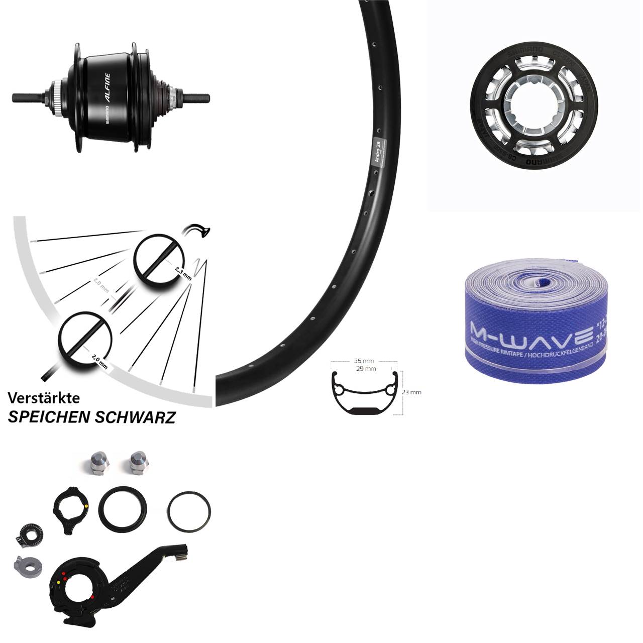 27,5 Zoll Hinterrad Ryde Andra 29 Disc mit 8-Gang Shimano Alfine schwarz