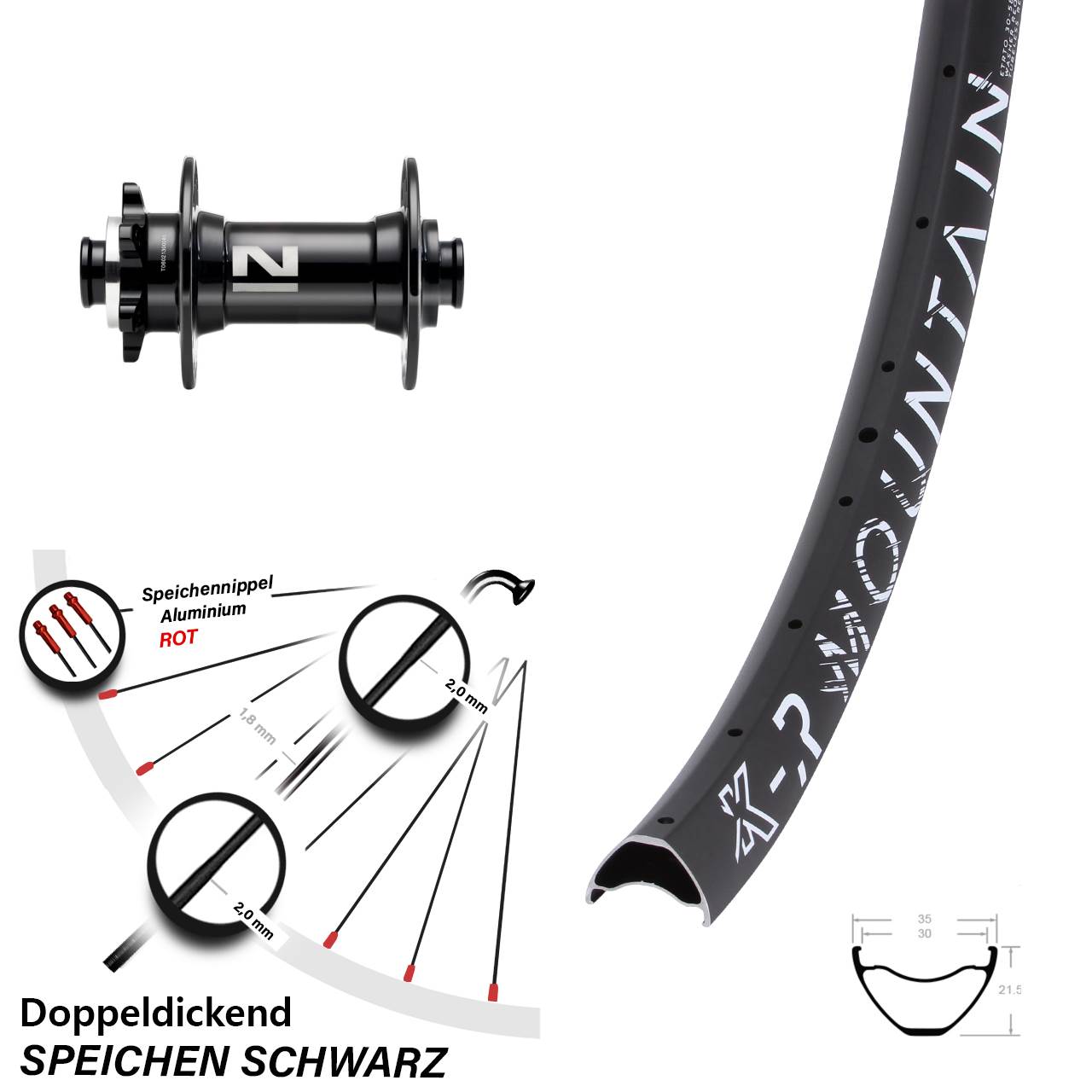 Disc Laufrad 27,5 Zoll KX-R Mountain Novatec D041SB 15x110 Boost