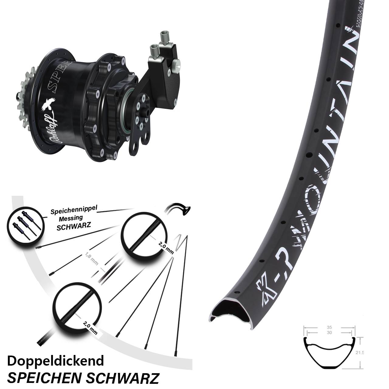 Disc Laufrad 29 Zoll KX-R Mountain Rohloff Speedhub 500/14 CC DB Tandem