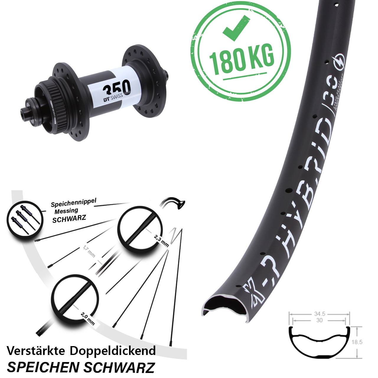 Centerlock Vorderrad QR 29 Zoll KX-R Hybrid 30 DT Swiss 350