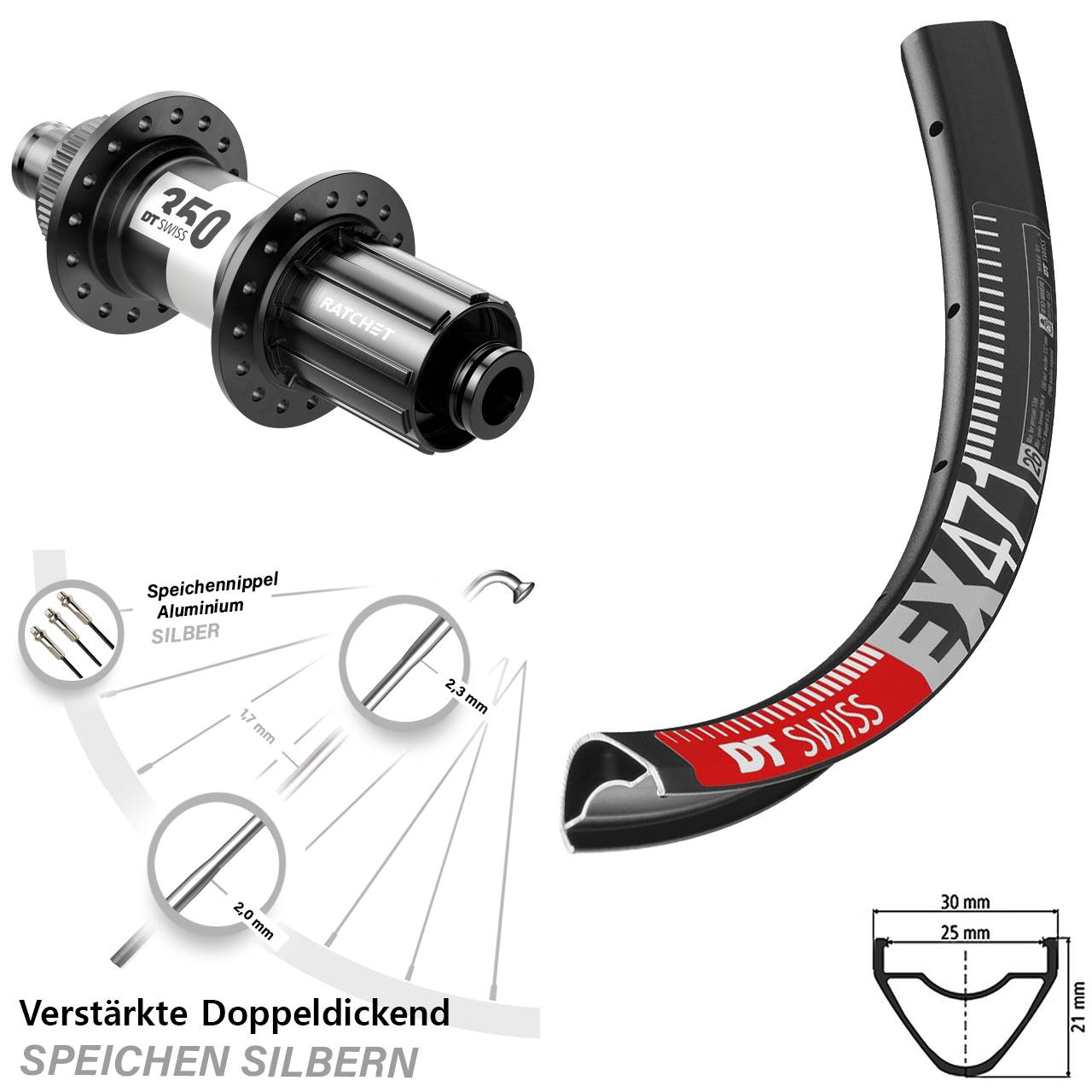 DT Swiss EX 471-350 29 Zoll Hinterrad Centerlock 12x142 8-11 fach