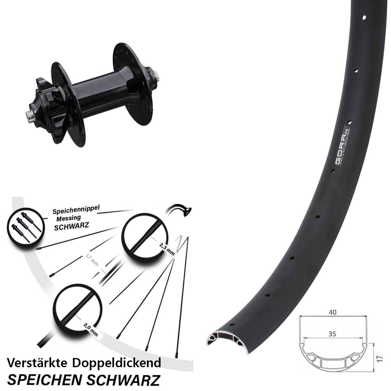 6-Loch Vorderrad 27,5 Zoll Gora 35 Formula DC-91 für Schnellspanner