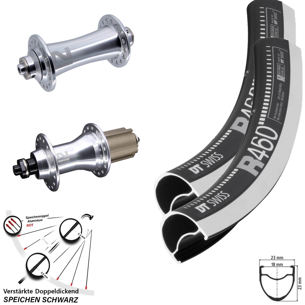 28 Zoll DT Swiss R 460 Novatec A141 F162SB Laufradsatz QR 8-12 fach Campagnolo