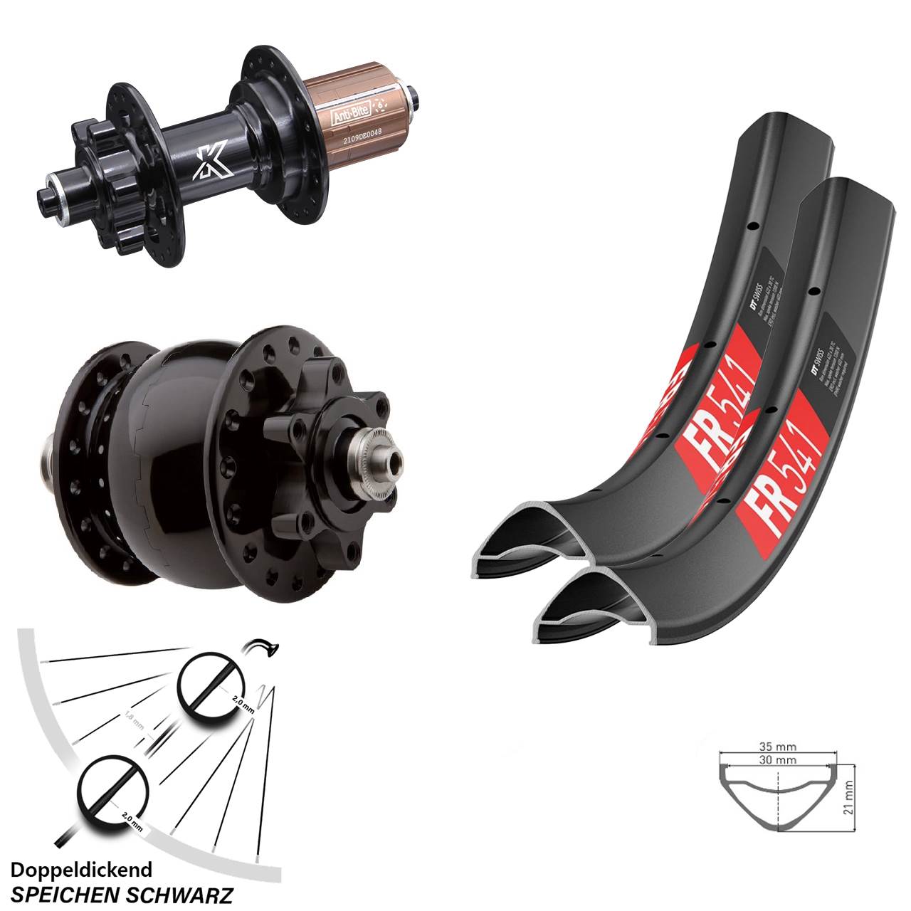 Laufradsatz 6-Loch QR 29 Zoll DT Swiss FR 541 KX-M SON 28 8-12 fach HG