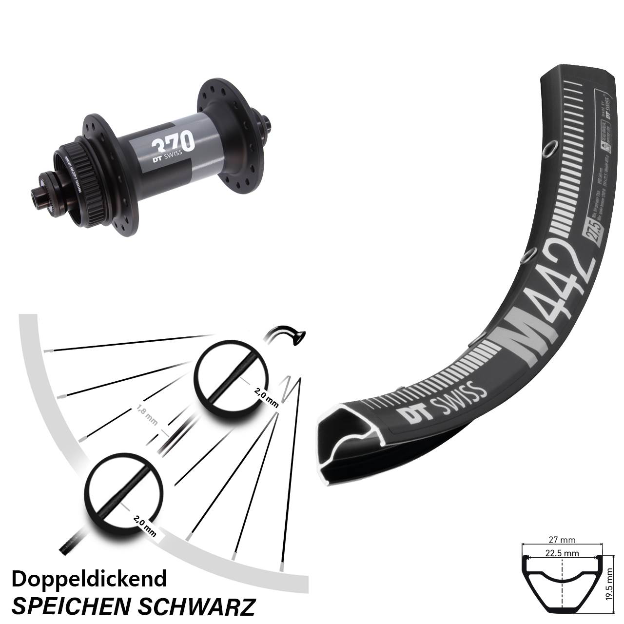 Vorderrad 28 Zoll DT Swiss M 442-370 Centerlock QR