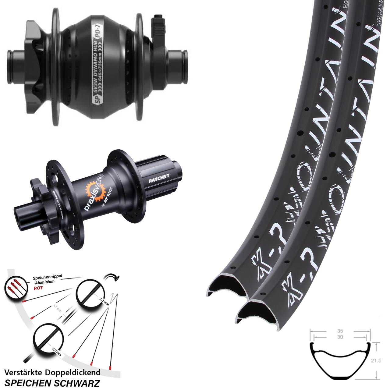 27,5 Zoll KX-R Mountain Disc Laufradsatz 12x100/142 DT Swiss 350 SL 8-11 fach HG SP PD-7