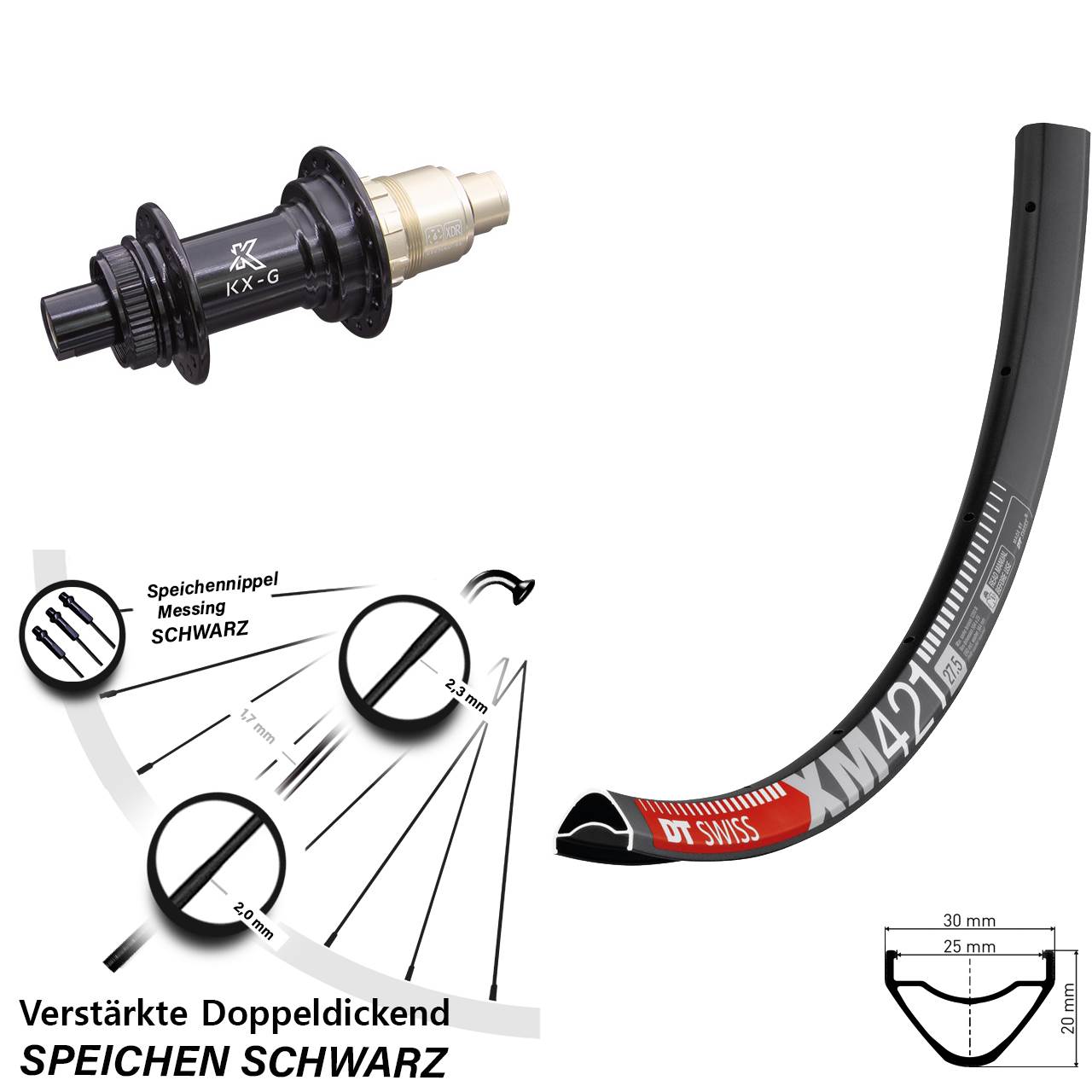 Disc Hinterrad 650B DT Swiss XM421 KX-G SRAM XDR 12x142