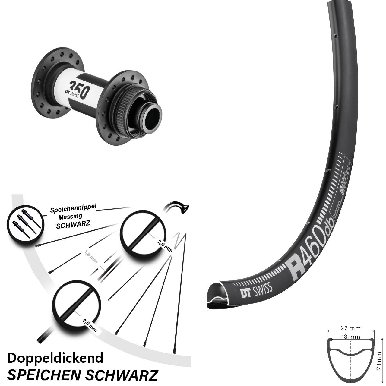 Centerlock Vorderrad 28 Zoll DT Swiss R460-350 15x100