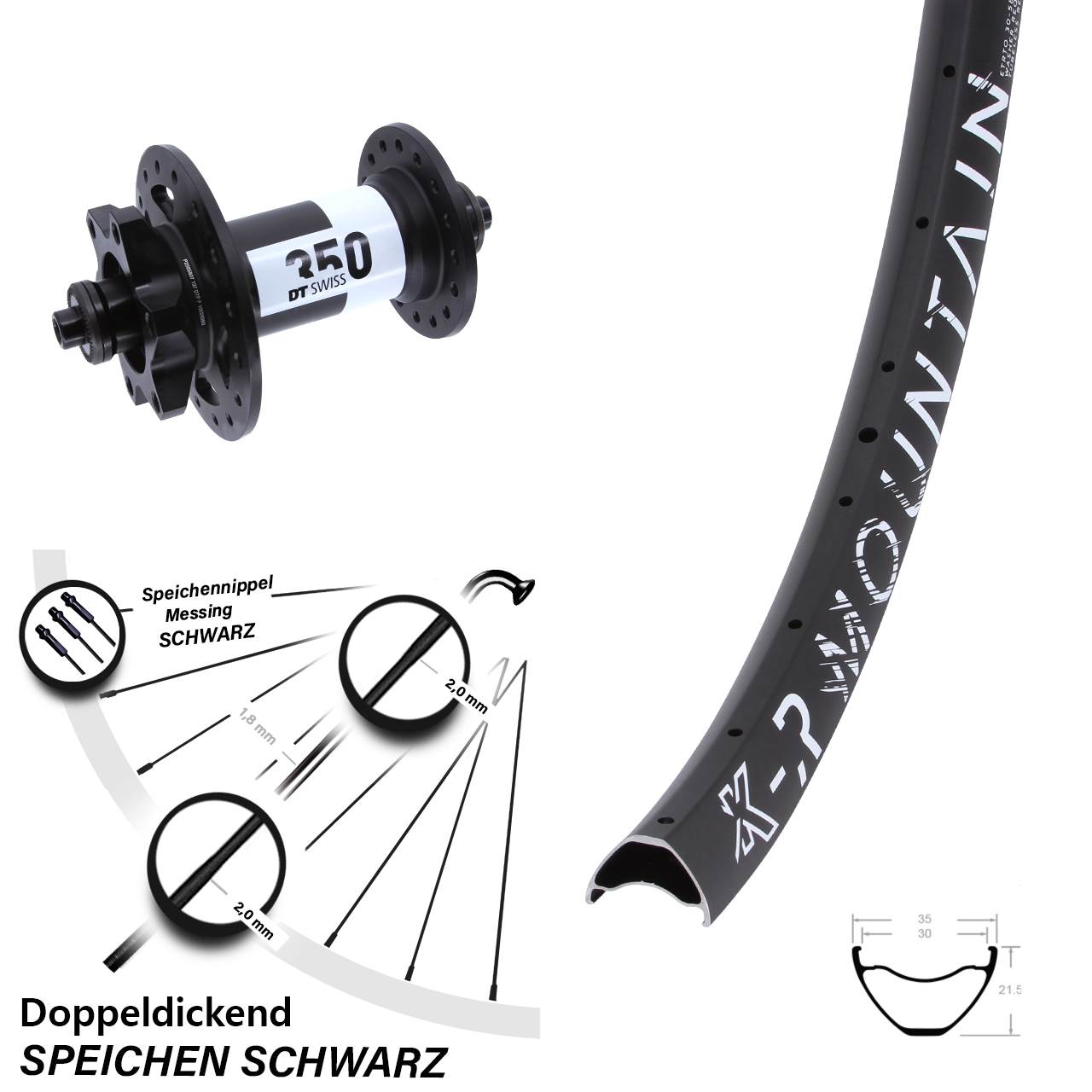 Vorderrad Disc 6-Loch QR 29 Zoll KX-R Mountain DT Swiss 350