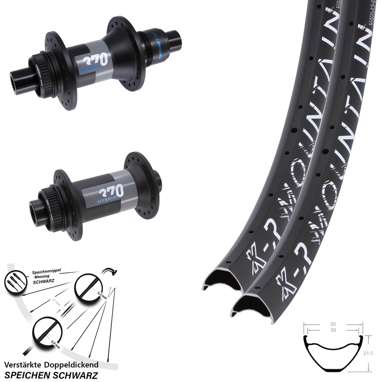 Laufradsatz Disc 27,5/29 Zoll KX-R Mountain DT Swiss 370 Hybrid XD Boost