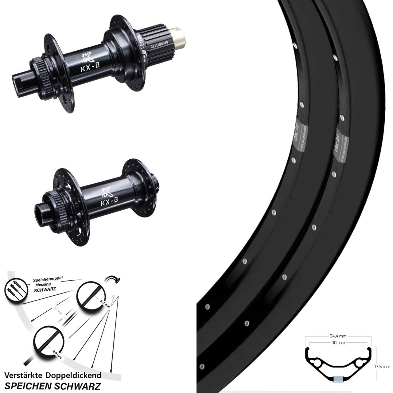 Ryde Disc 30 KX-B 27,5 Zoll Laufradsatz 15x110 12x148 Shimano Micro Spline