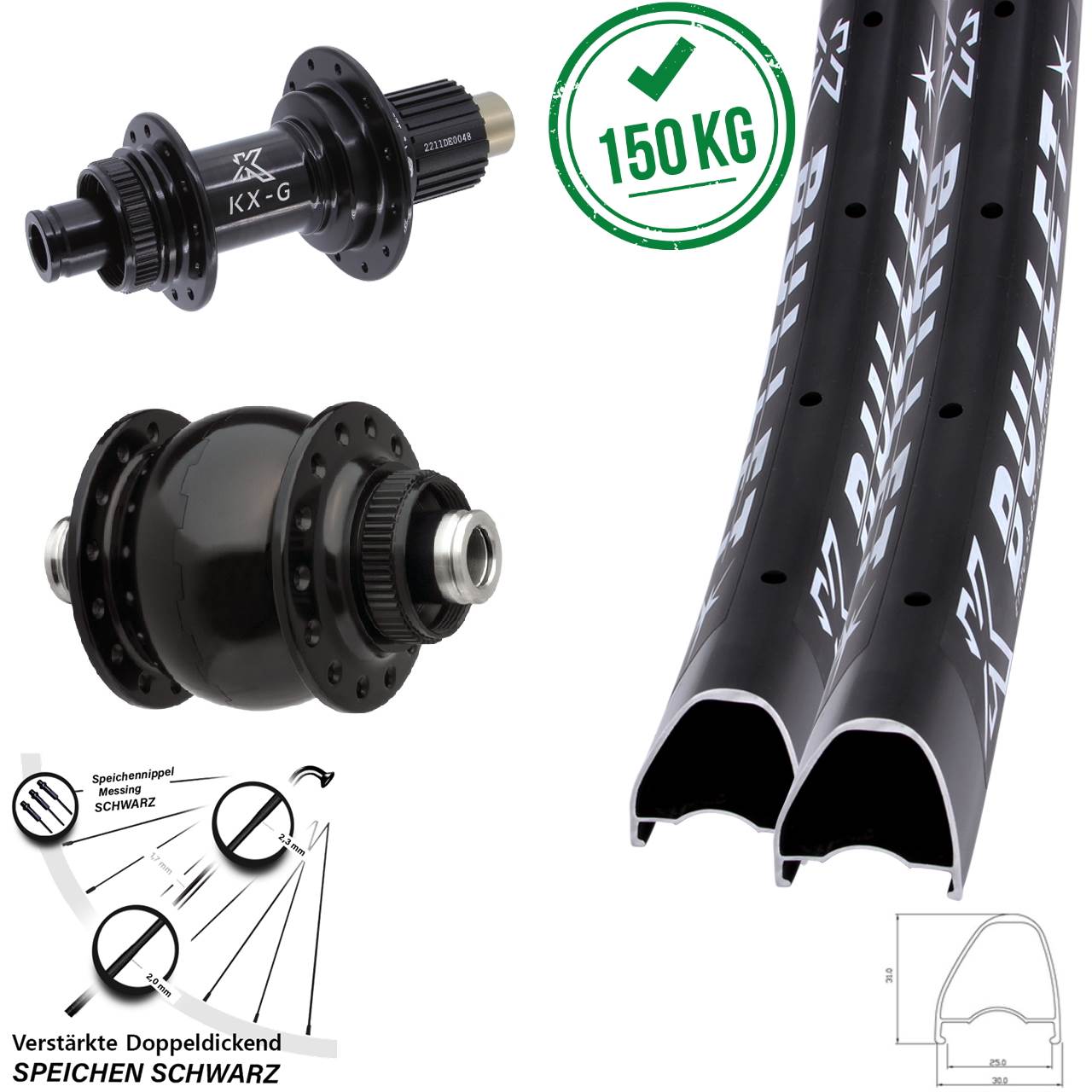 Centerlock Laufradsatz 29 Zoll KX-G Bullet OS SON delux Micro Spline 12x100/142
