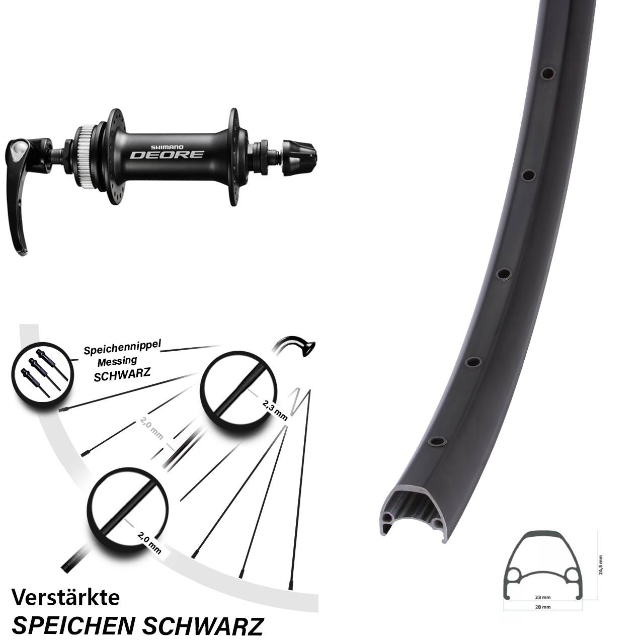 29 Zoll Ambrosio Sport Shimano Deore Vorderrad Centerlock