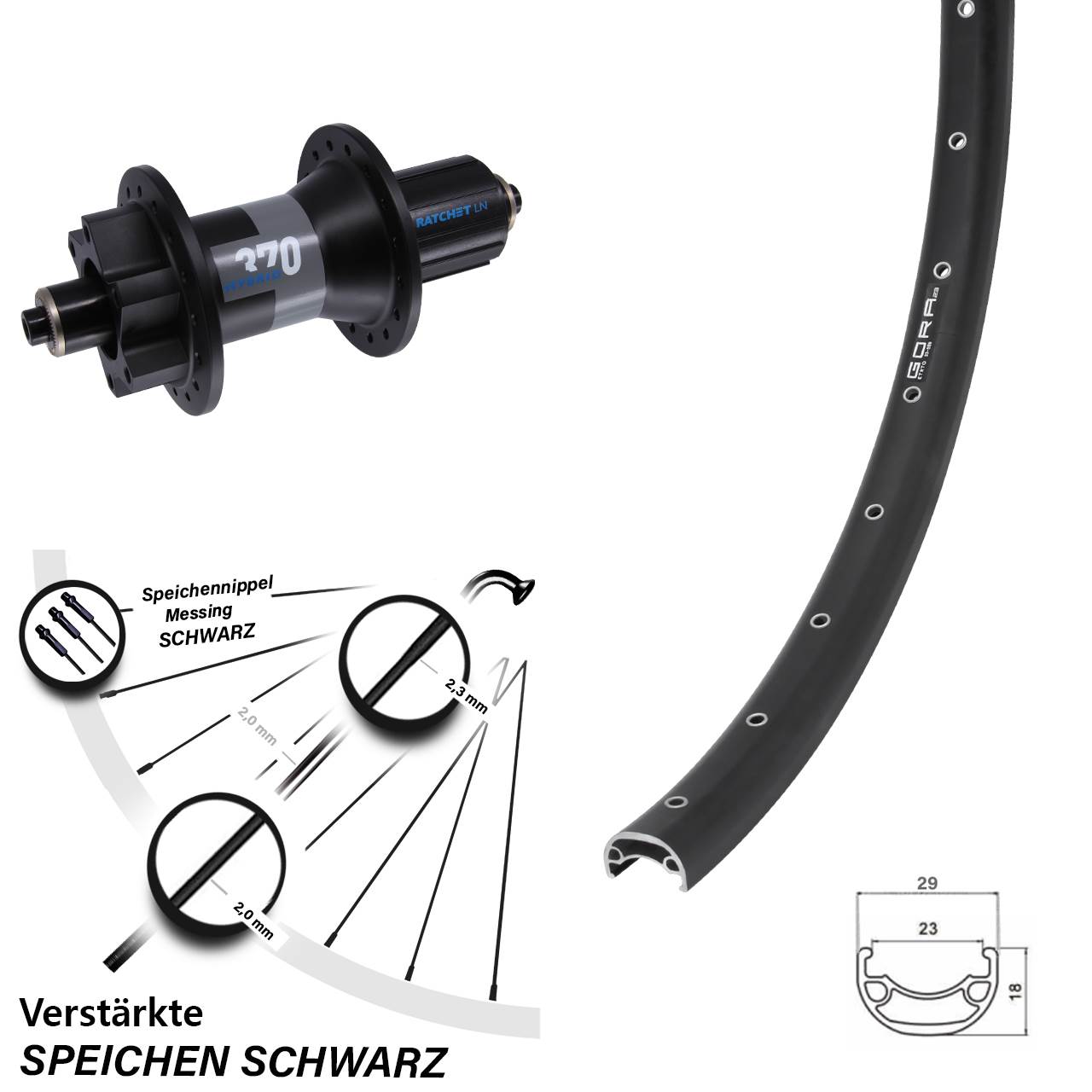 26 Zoll Gora 23 DT Swiss 370 Hybrid Boost Disc Laufrad QR 8-11 fach