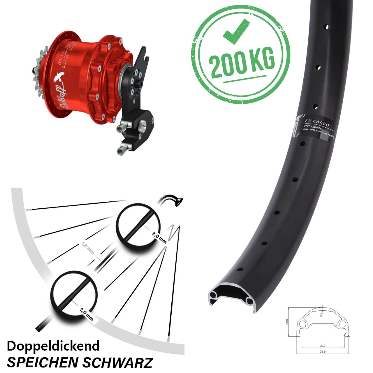 KX Cargo Rohloff Speedhub 500/14 CC DB OEM2 rot 29 Zoll Disc Hinterrrad