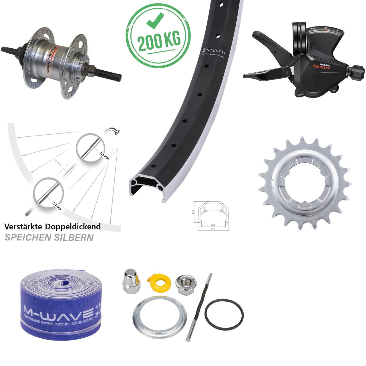 20 Zoll Hinterrad Shimano Nexus 3 Gang KX Industry