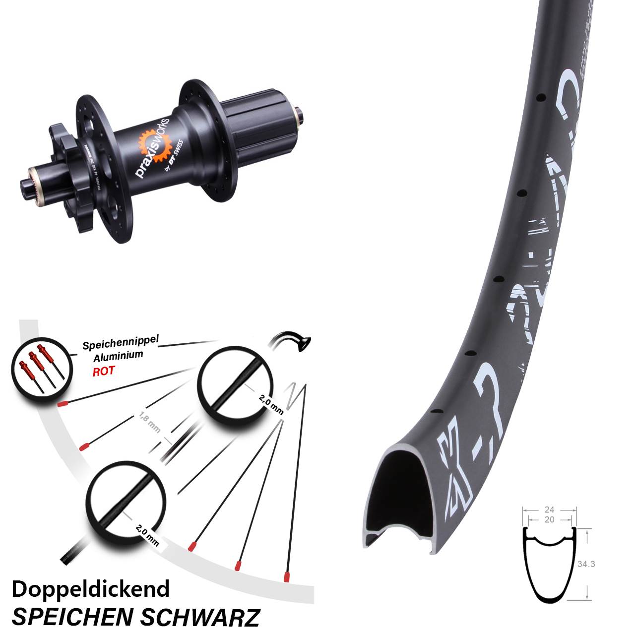 KX-R Road DT Swiss 350 28 Zoll Hinterrad 6-Loch QR 8-11 fach