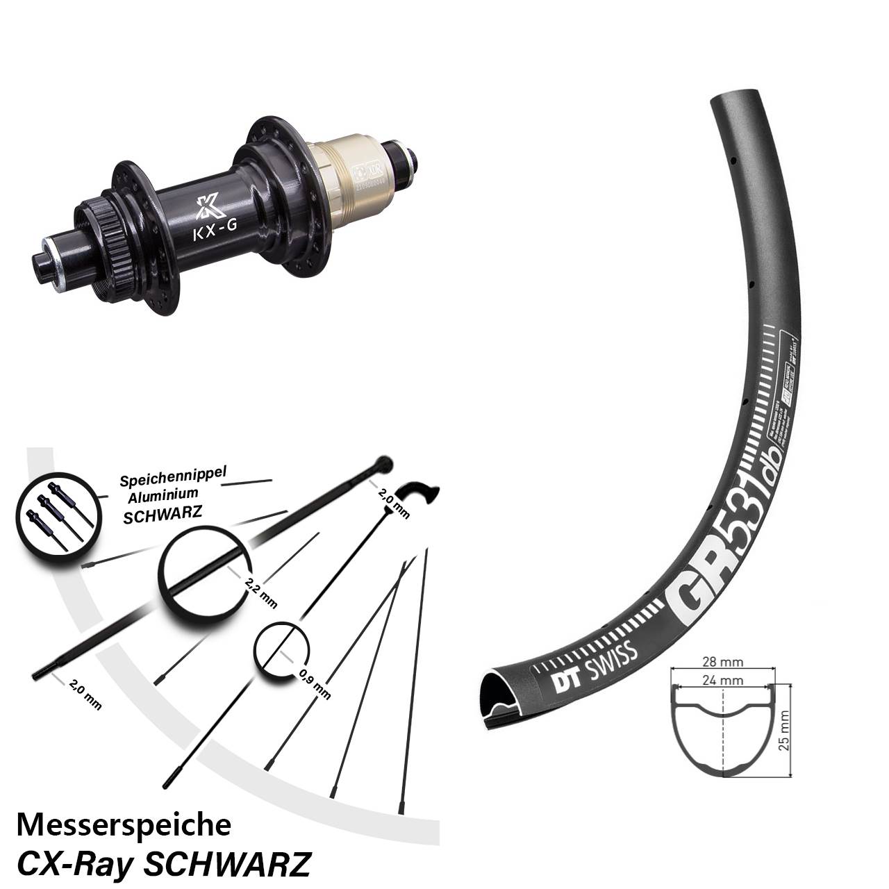 Disc Laufrad QR 28 Zoll DT Swiss GR531 KX-G SRAM XDR CX-Ray