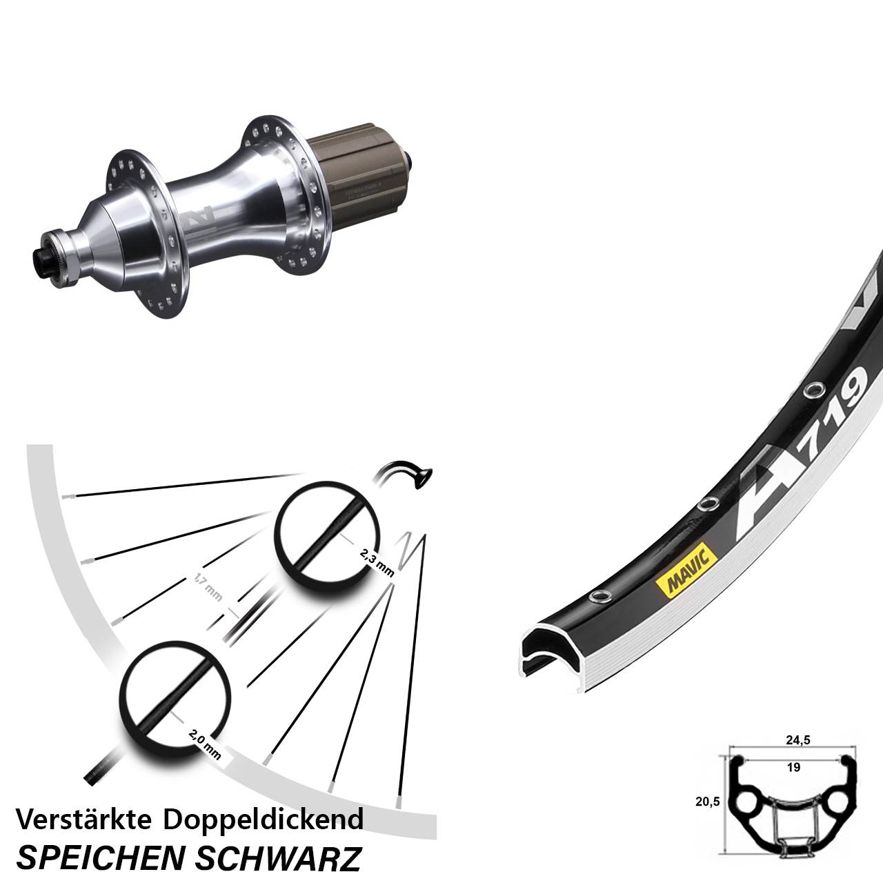 Hinterrad QR 28 Zoll Mavic A 719 Novatec F162SB 8-12 fach