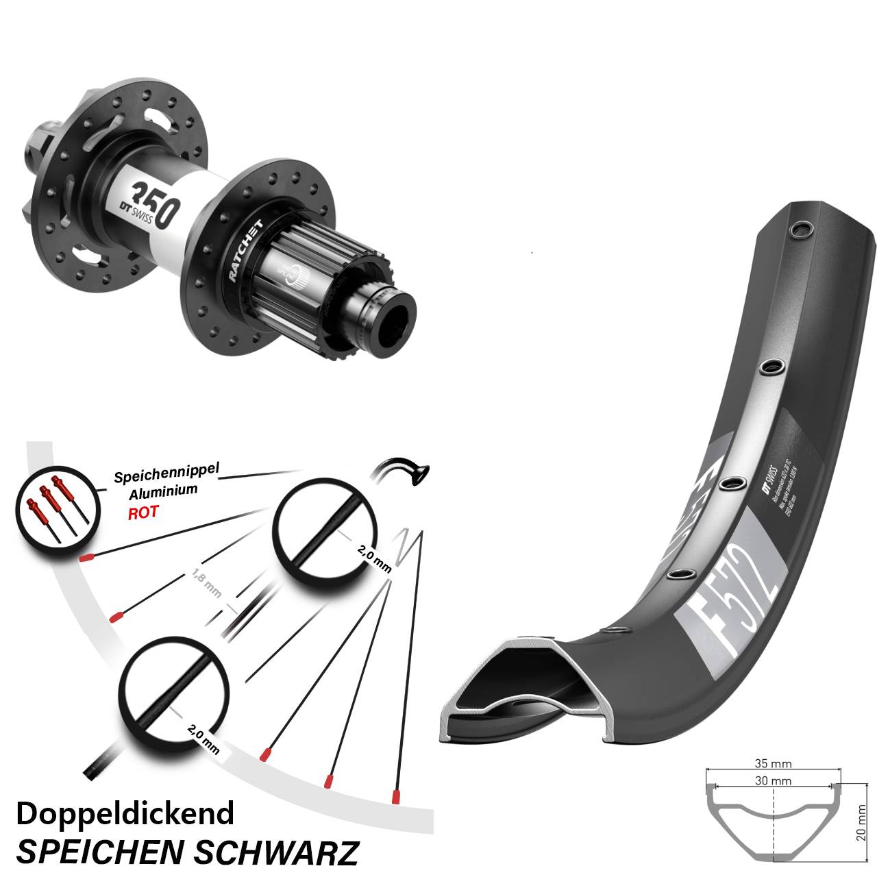 DT Swiss F572 27,5 Zoll Hinterrad 350 6-Loch Micro Spline 12x148