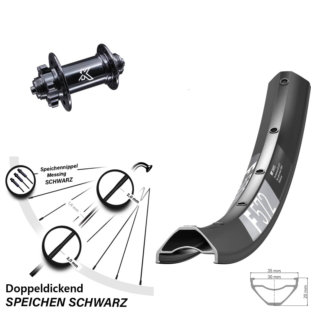 29 Zoll DT Swiss F 572 KX-M Disc Laufrad QR