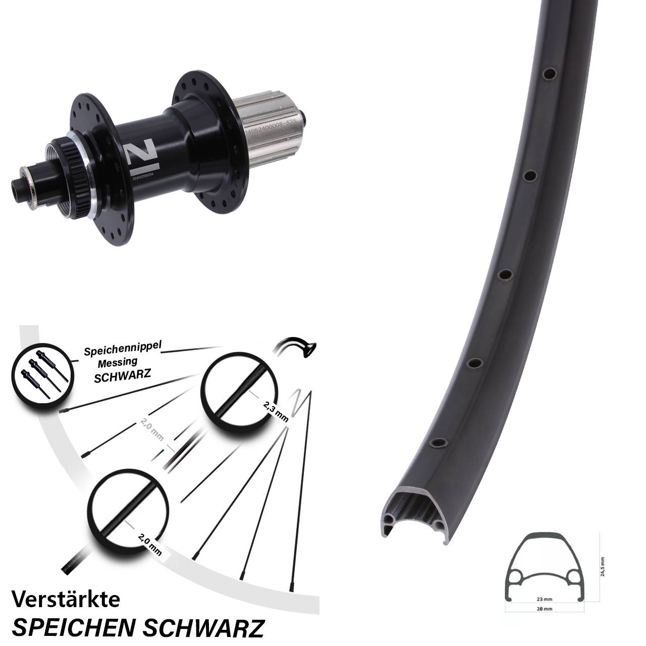 Hinterrad 28 Zoll Ambrosio Sport Novatec D042SB 8-12 fach HG Centerlock