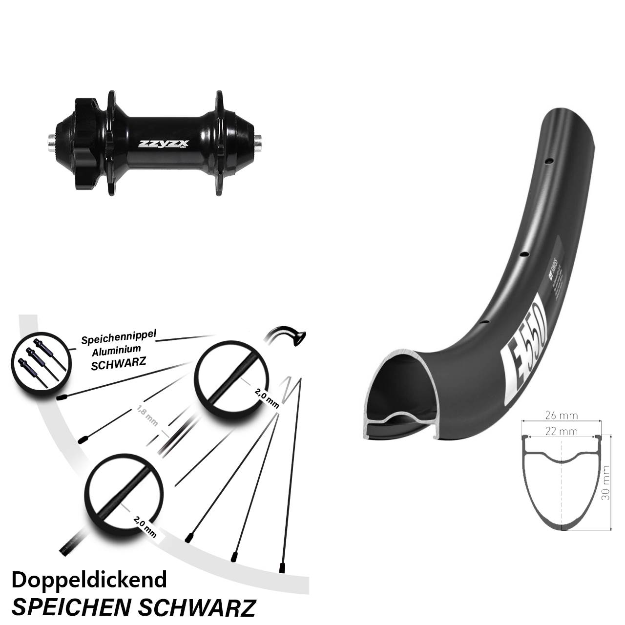 DT Swiss E550 Formula 28 Zoll 6-Loch Vorderrad QR