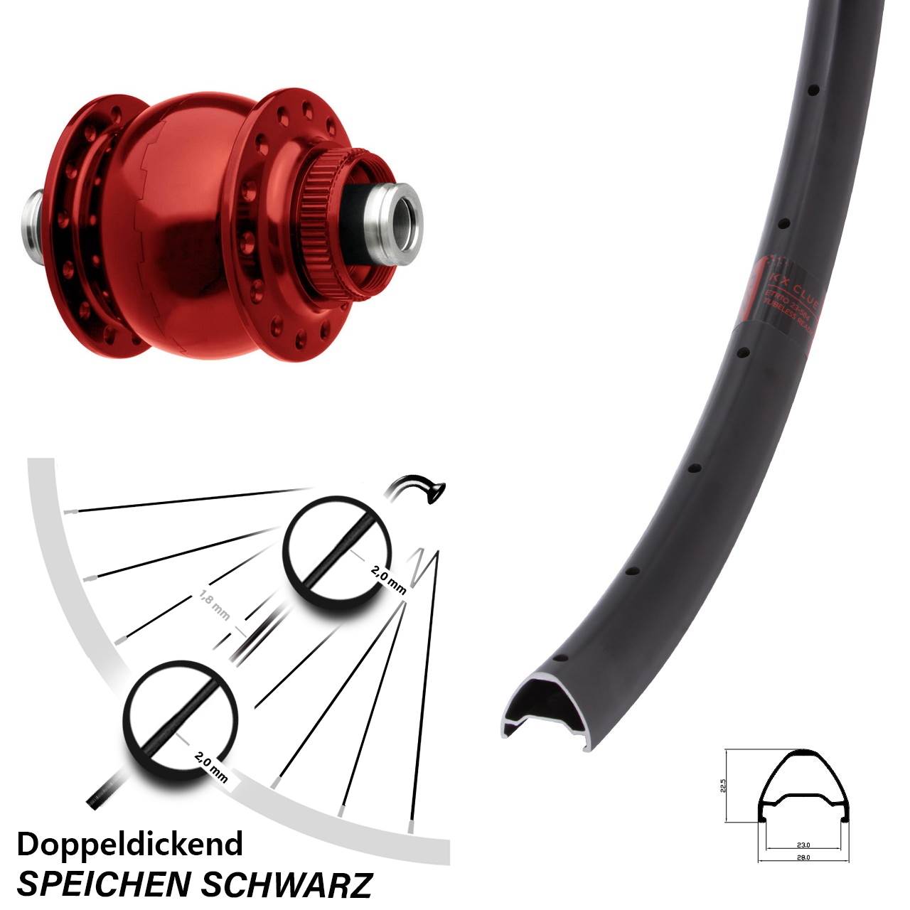 SON 28 rot KX Clue 29 Zoll Disc Laufrad mit Nabendynamo 12x100
