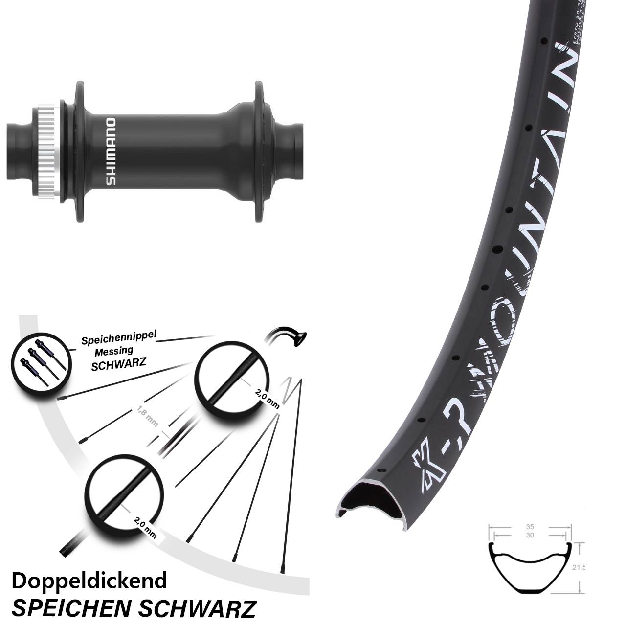 Boost Centerlock Vorderrad 15x110 27,5 Zoll KX-R Mountain Shimano HB-MT410-B