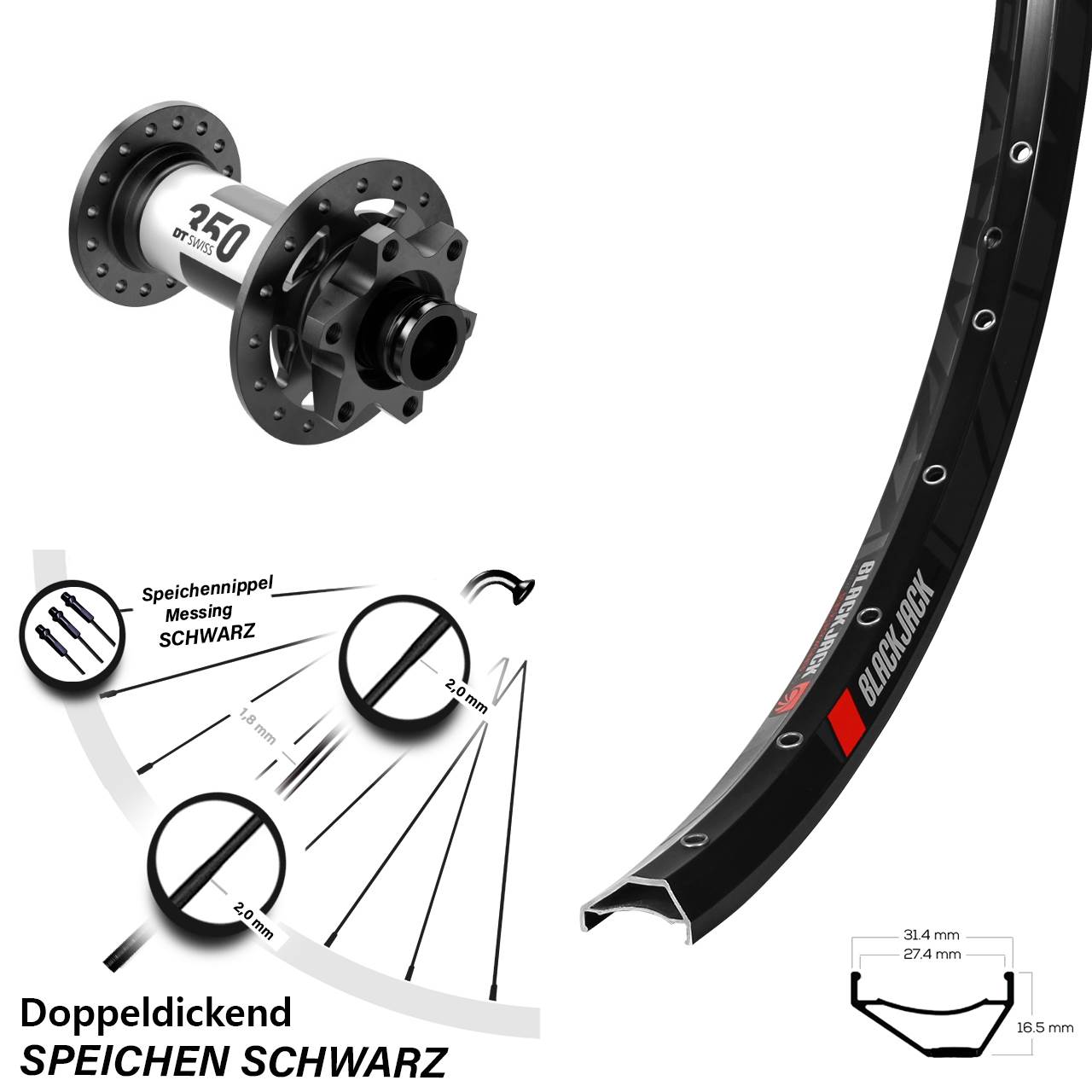 Disc Laufrad 27,5 Zoll Rodi Ready 27 DT Swiss 350 15x110 Boost