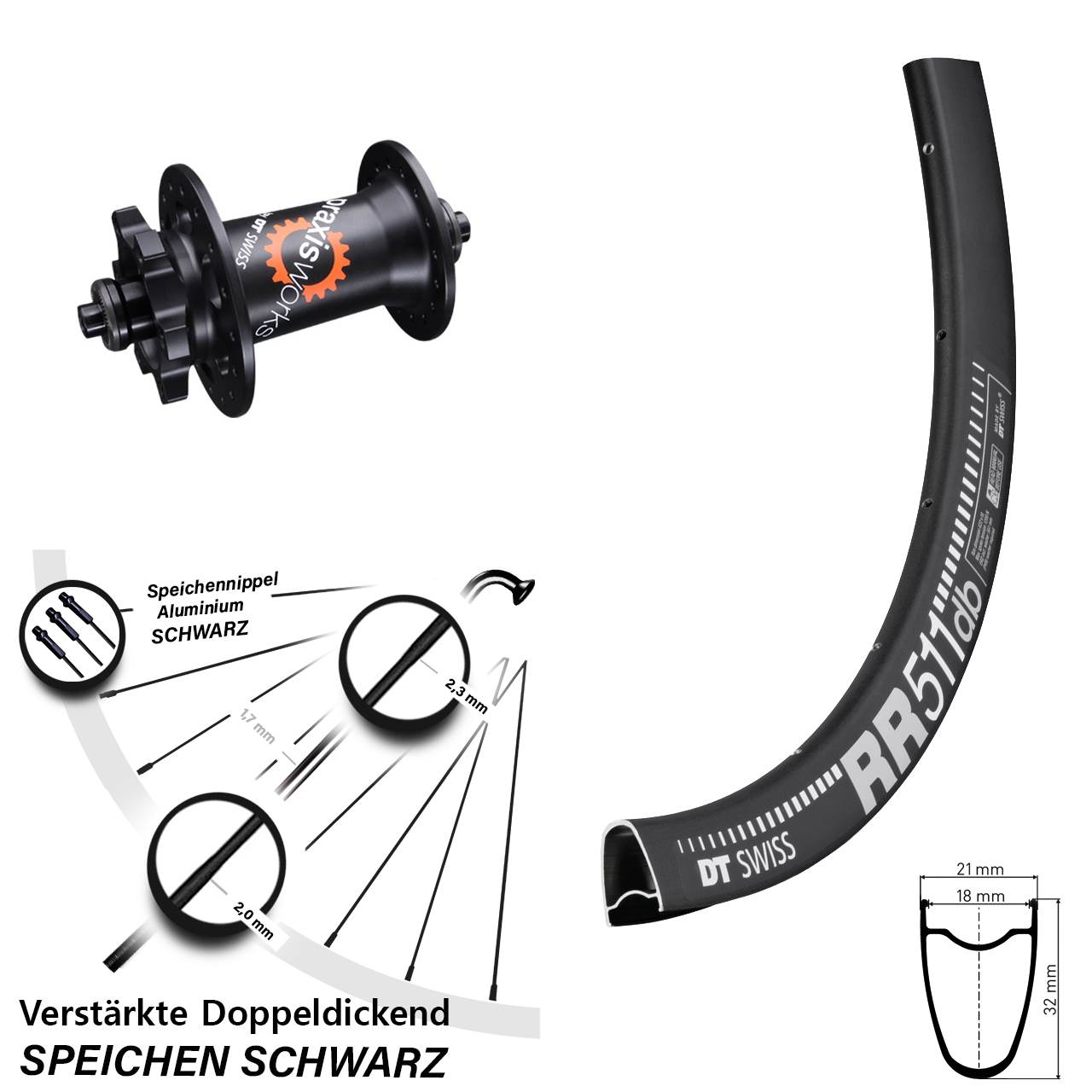Disc Laufrad 28 Zoll DT Swiss RR 511 DT Swiss 350 QR für Schnellspanner