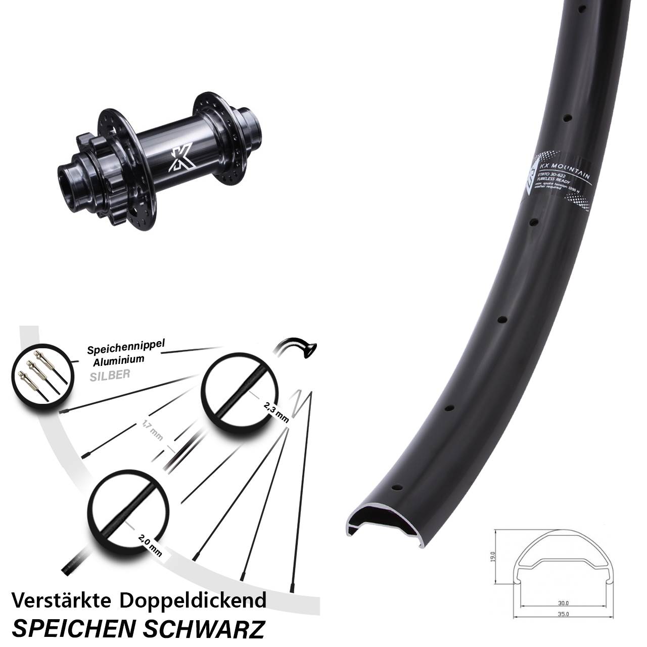 KX Mountain TR verstärkt Downhill 29 Zoll 6-Loch Vorderrad 20x110 (DH alt)