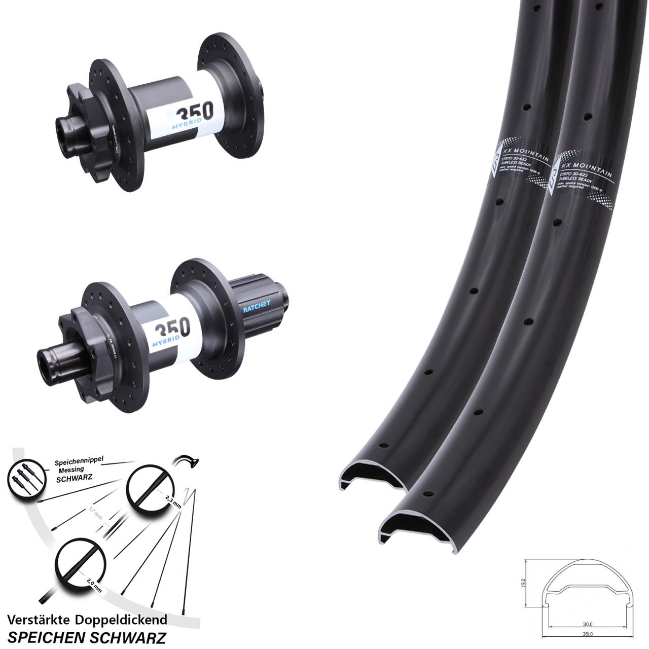 Boost 6-Loch Laufradsatz 29 Zoll KX Mountain DT Swiss 350 Hybrid 8-11 fach HG