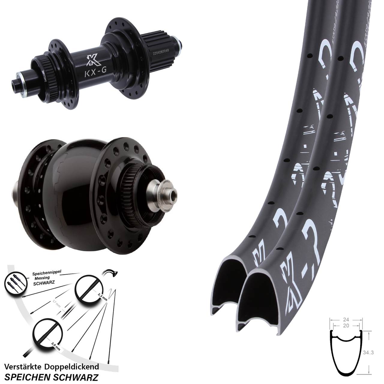 KX-GSR Road verstärkt SON 28 Zoll Disc Laufradsatz QR Micro Spline