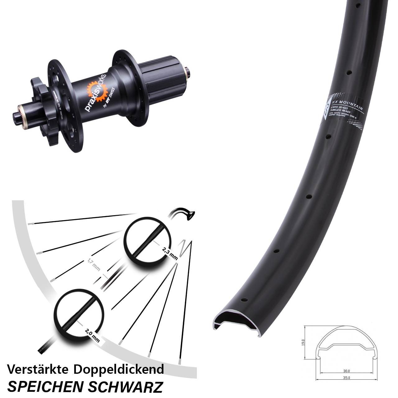 Disc Hinterrad 29 Zoll KX Mountain DT Swiss 350 QR 11-fach 8-11 fach HG für Schnellspanner