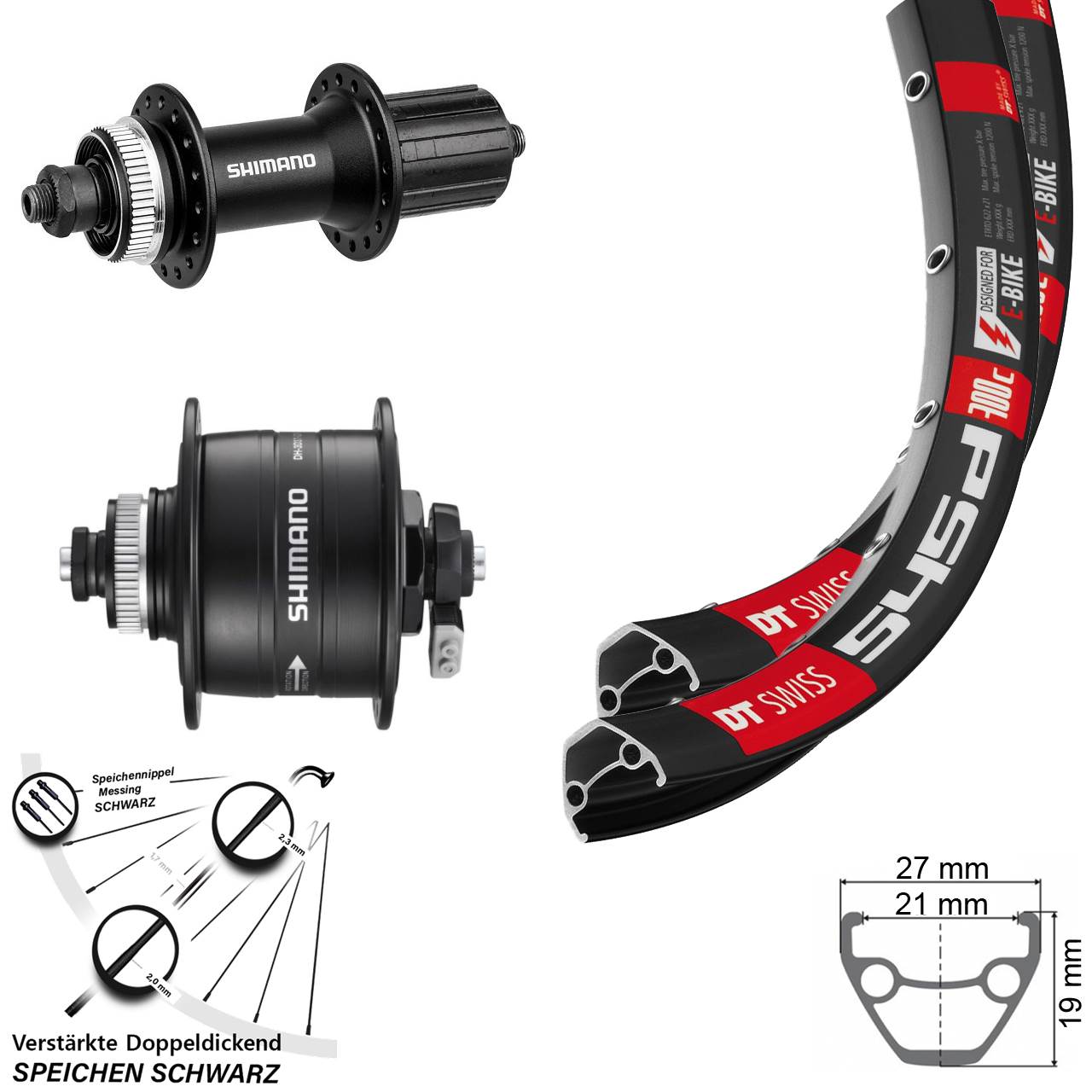 Disc Laufrad-Satz 26 Zoll DT Swiss 545d Shimano DH-3D37 Shimano FH-M4050 8-11 fach QR