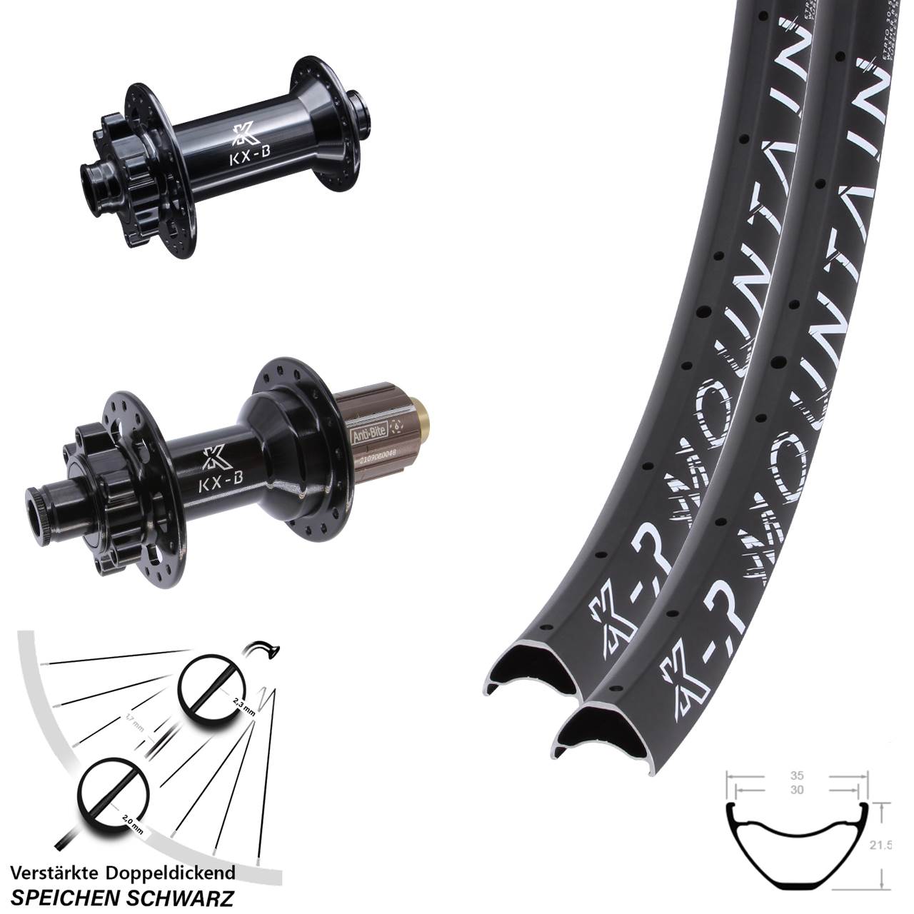 KX-BR Mountain 650B Disc Laufrad-Satz 15x110 12x148 Boost 8-11 fach HG