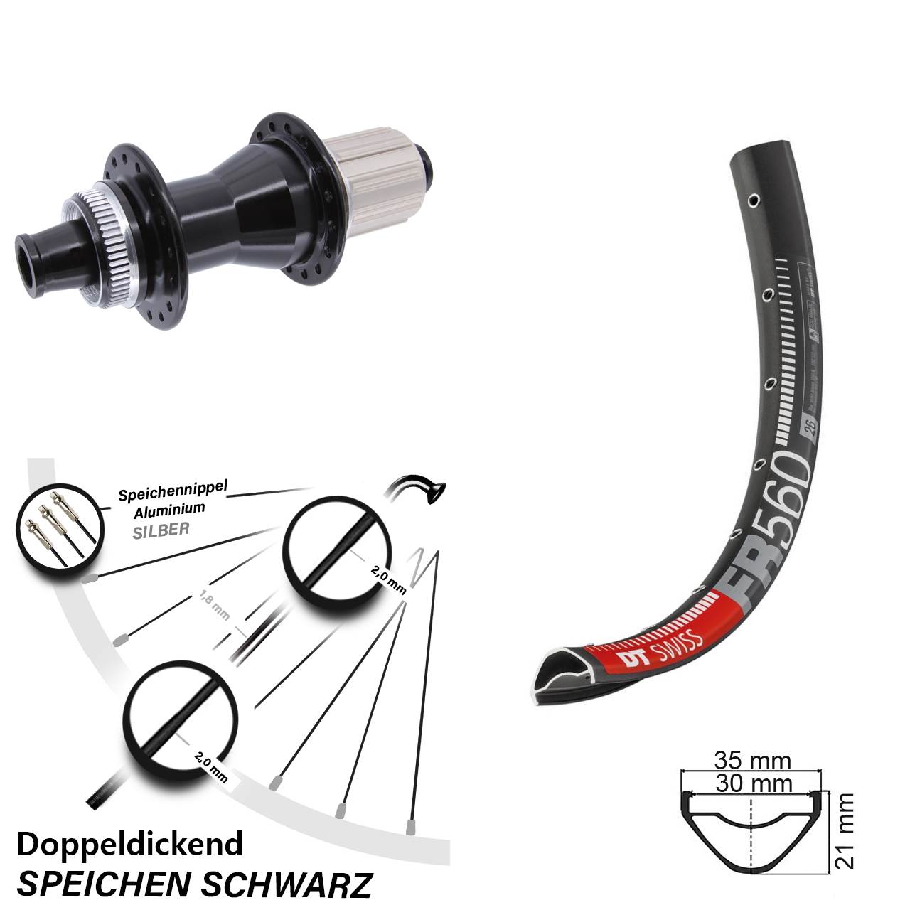 DT Swiss FR560 Novatec CL142 26 Zoll Disc Laufrad 12x142 8-12 fach HG