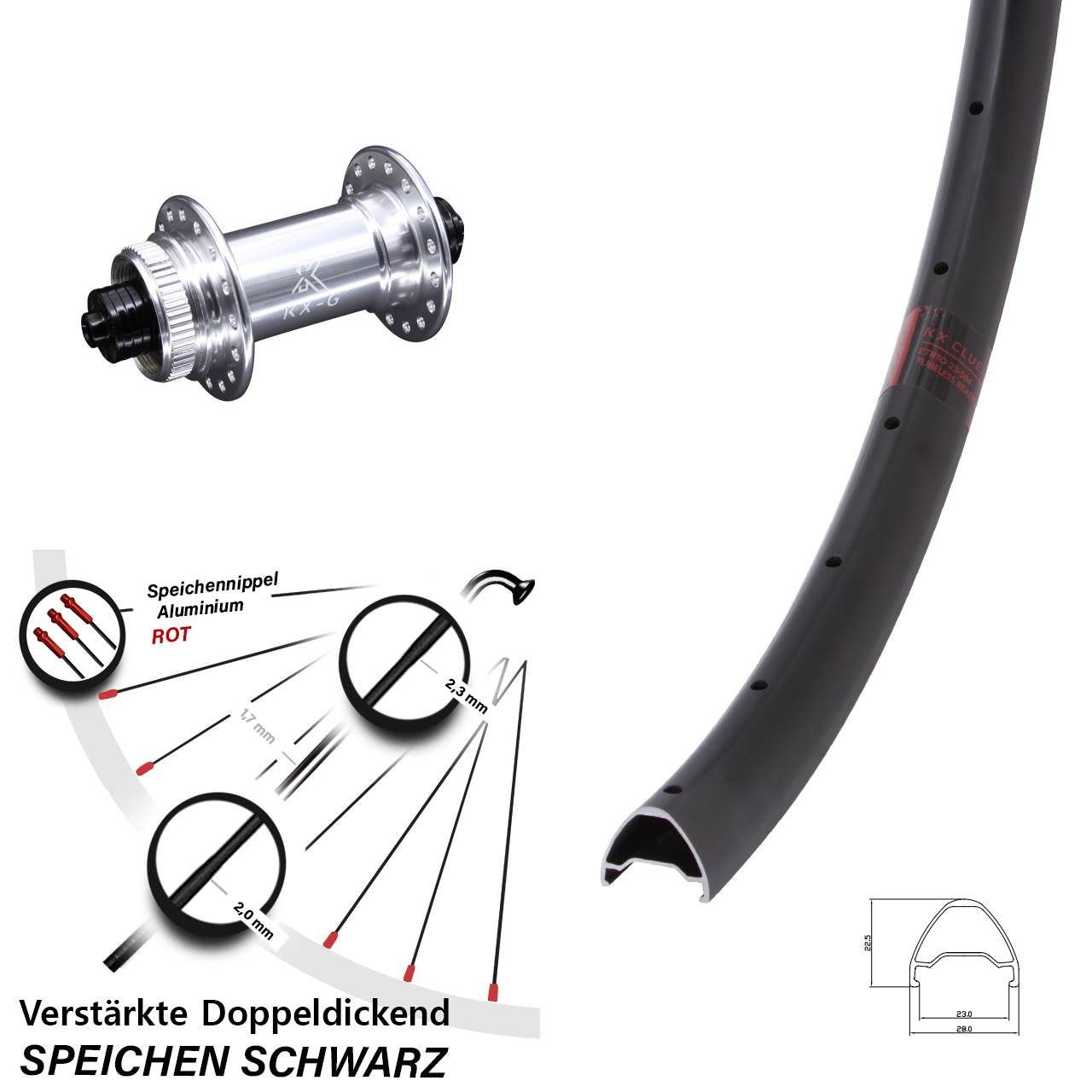 Vorderrad Centerlock für Schnellspanner 26 Zoll KX-G Clue