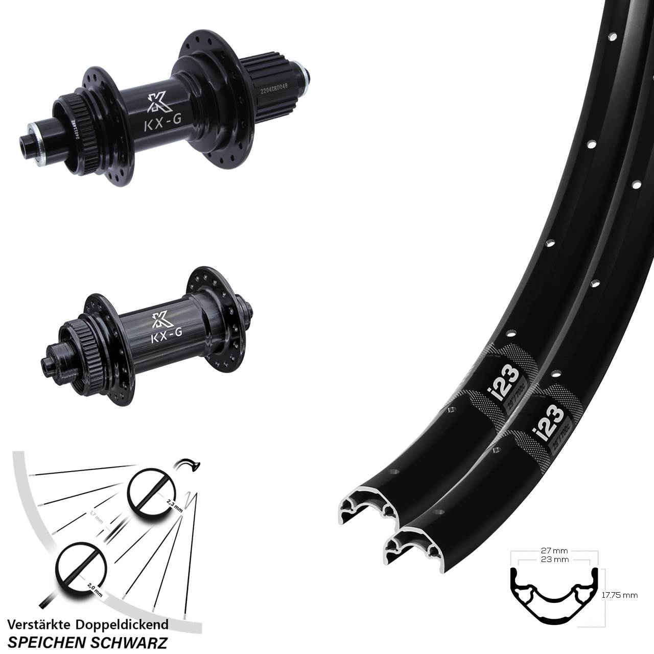 28 Zoll WTB i23 KX-GS verstärkt Centerlock Laufradsatz QR Shimano Micro Spline
