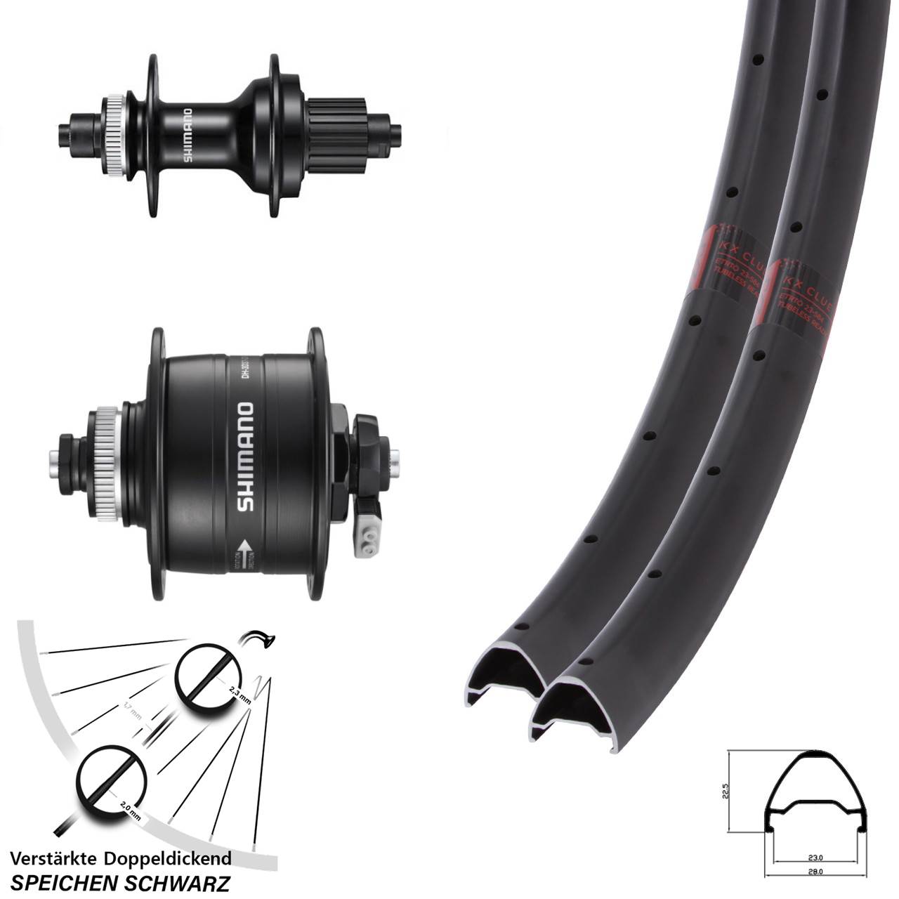 Centerlock Laufradsatz 28 Zoll KX Clue Shimano DH-3D37 FH-MT500 Micro Spline QR