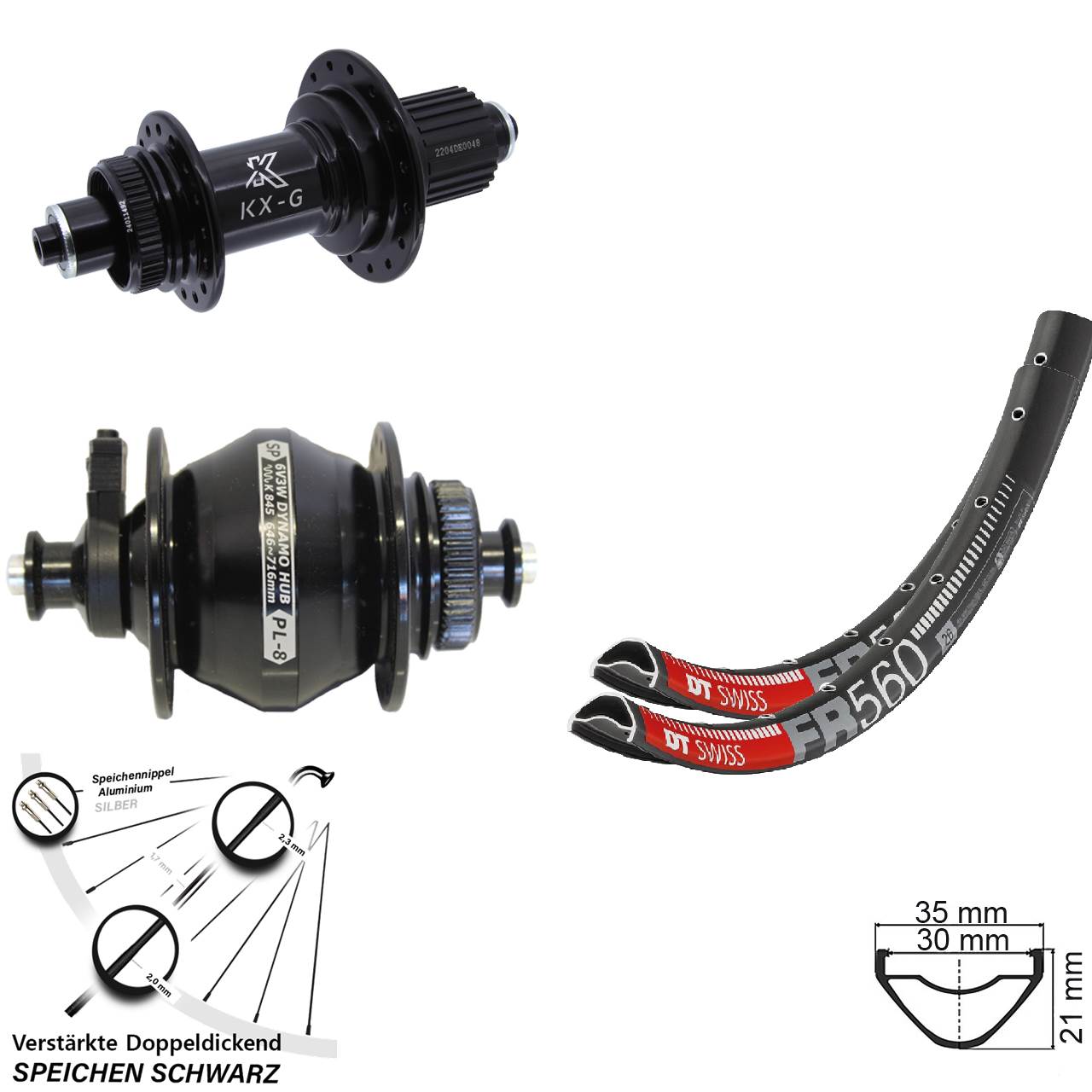DT Swiss FR 560 KX-GS verstärkt SP PL-8 26 Zoll Disc Laufradsatz QR Micro Spline