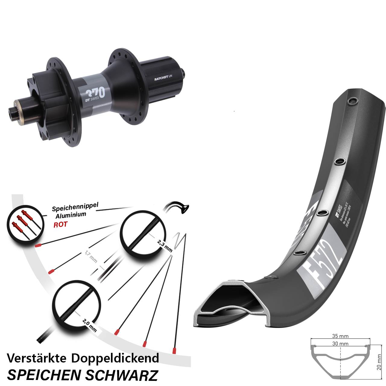 Hinterrad 6-Loch QR 29 Zoll DT Swiss F 572 DT Swiss 370 8-11 fach