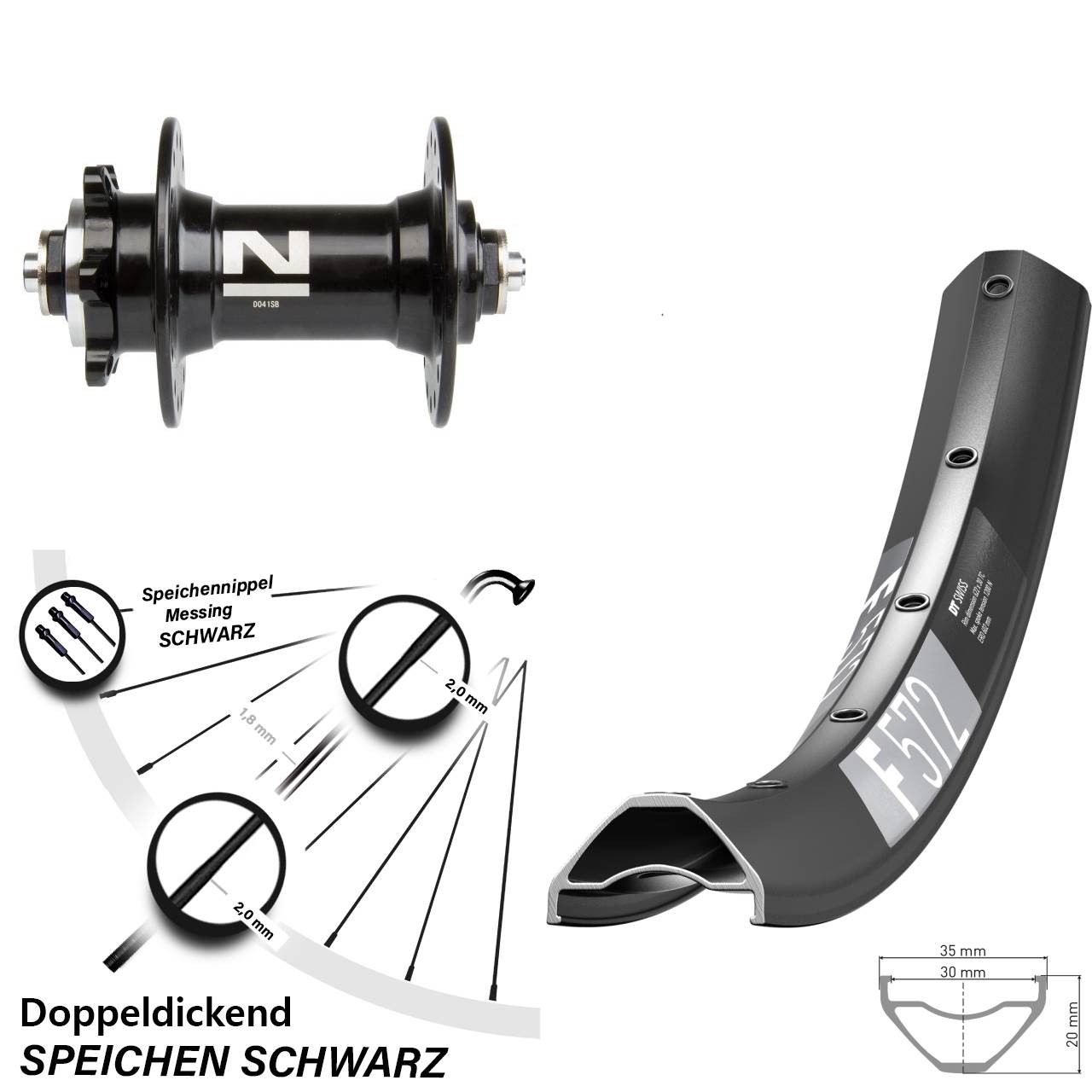 650B DT Swiss F572 Novatec D-041 Disc Laufrad für Schnellspanner