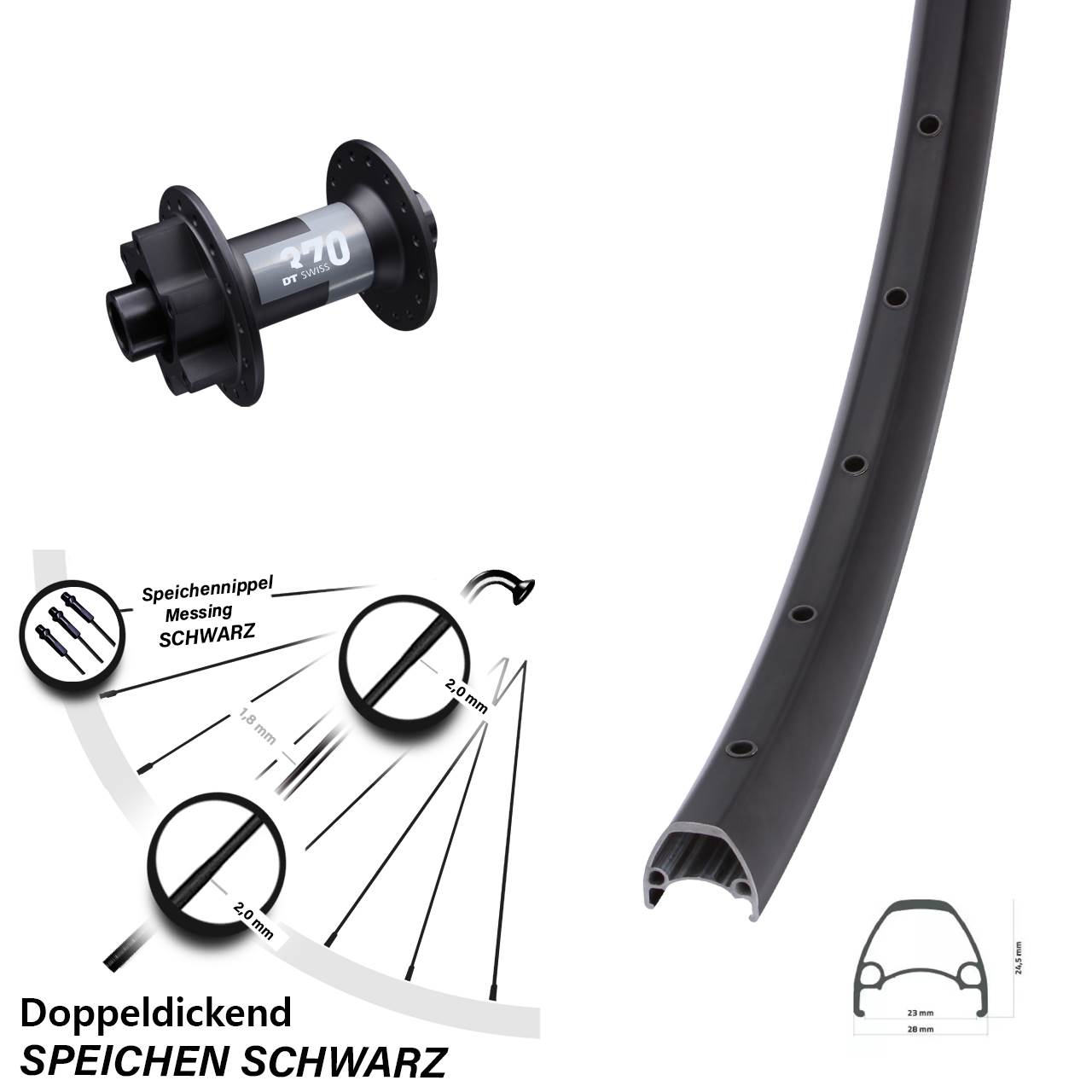 Disc Laufrad 28 Zoll Ambrosio Sport DT Swiss 370 15x100
