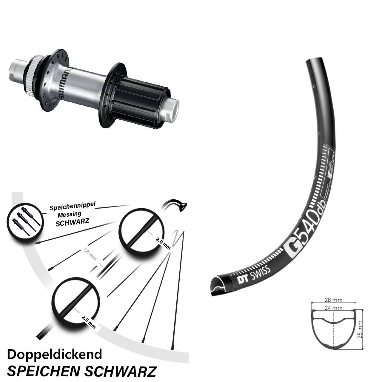 28 Zoll Hinterrad DT Swiss G 540 mit Shimano FH-RS770 Nabe