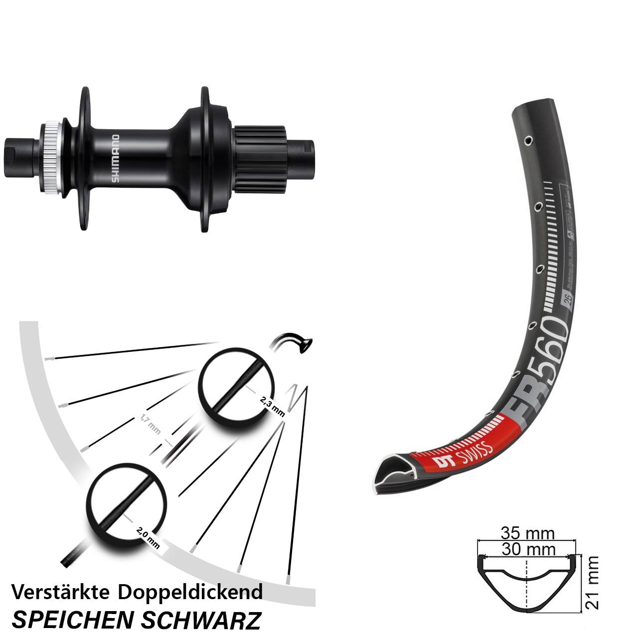 Hinterrad 12x148 26 Zoll DT Swiss FR 560 Shimano FH-MT510B Micro Spline