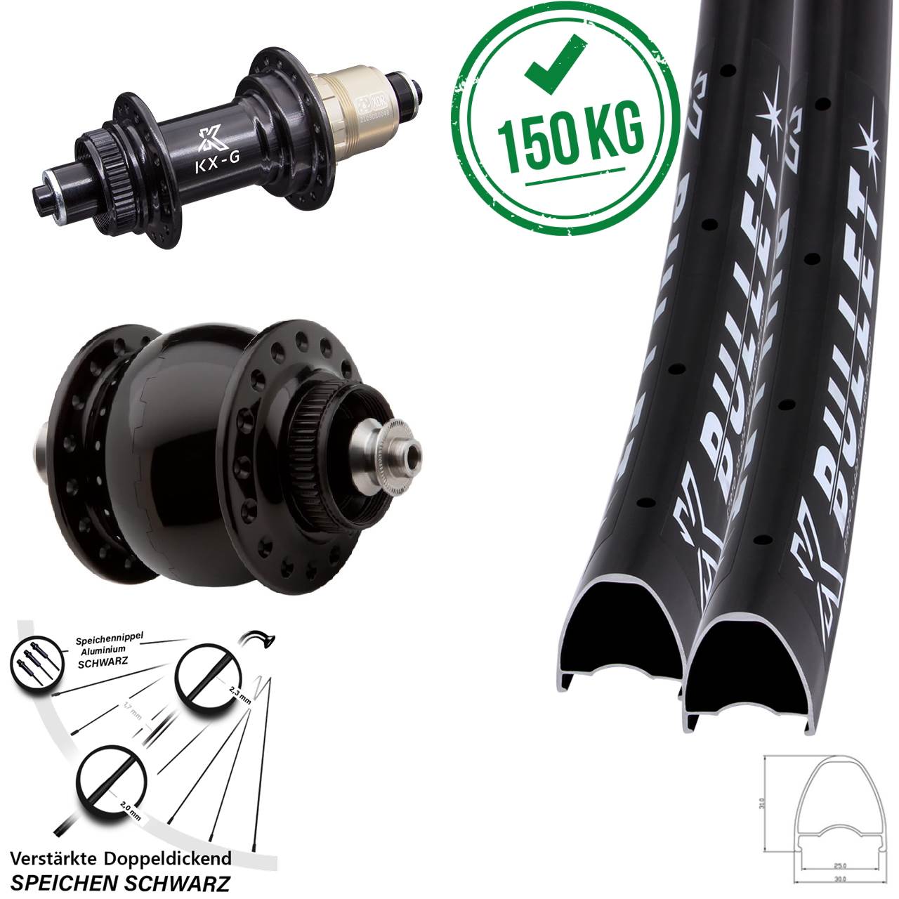 KX-G Bullet SON delux 28 Zoll Centerlock Laufradsatz QR XDR 11-12 fach