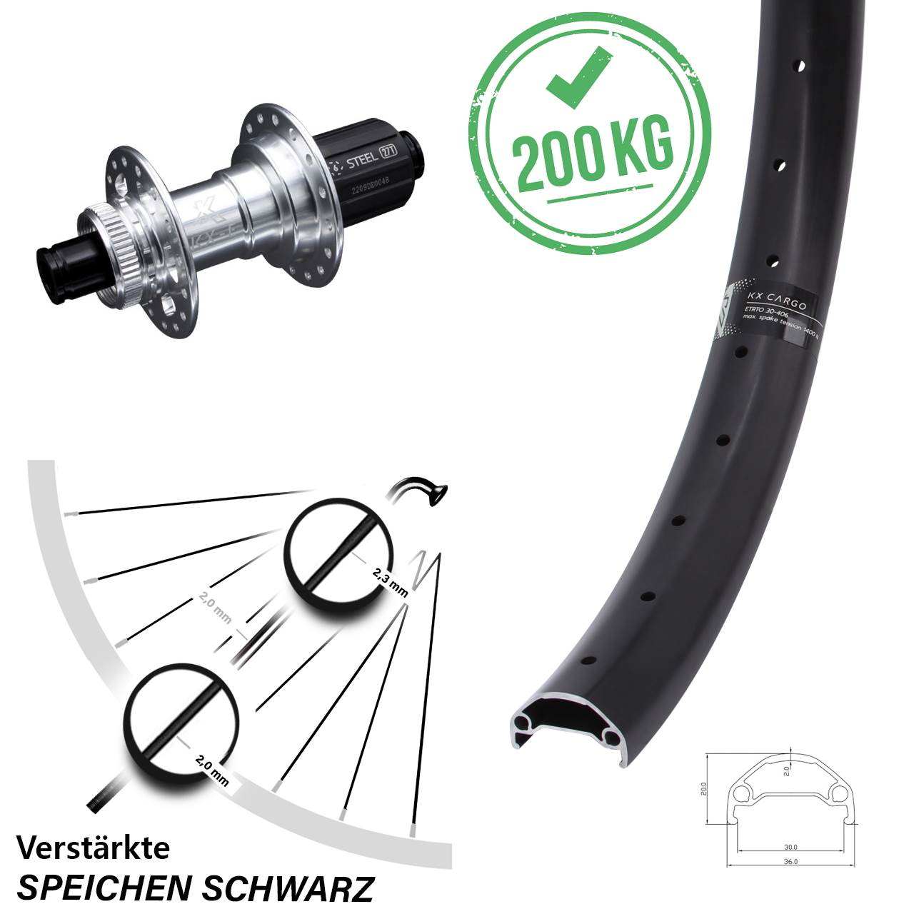 29 Zoll KX-E Cargo Disc Hinterrad 12x142 8-12 fach